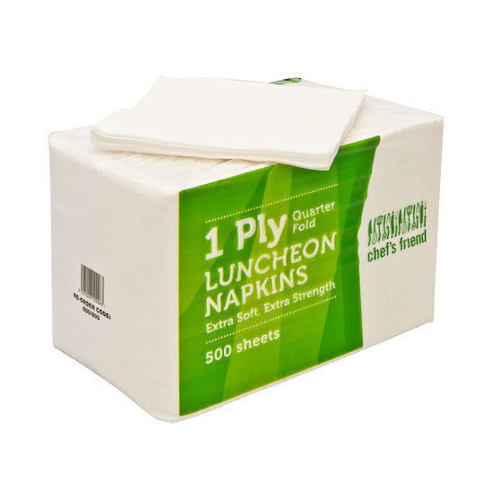 Serviettes White 1/4 fold - Chef's Friend