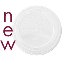 89mm CPLA hot cup lid (fits 10-20oz cups) - Vegware - Carton 1000