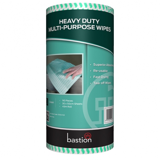 Heavy Duty Wipes on a Roll Green - Bastion