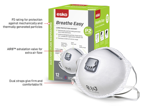BREATHE EASY' P2 Dust Valved Mask - Esko