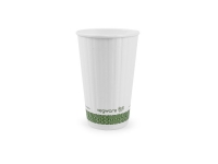 Hot Cup white double wall PLA-lined 16oz 89 lid x 135mm, Pack 25 - Vegware