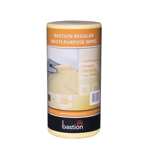 Bastion Regular Duty Wipes On A Roll - Yellow - UniPak