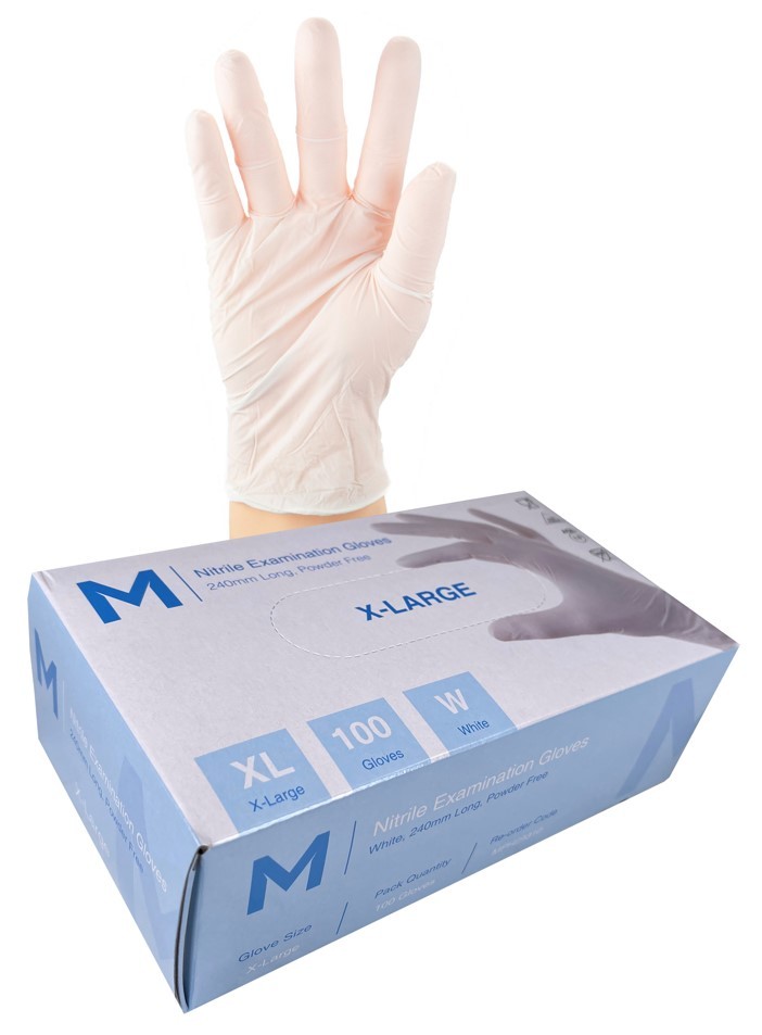 Nitrile White Gloves 5.0g X-LARGE - Matthews