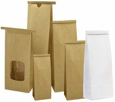 Tin Tie Bags 250gm 100x55x200mm Brown Paper No Window