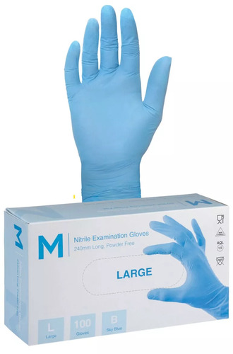 Nitrile Examination Gloves Powder Free - Blue, L, 240mm Cuff, 3.0g - Matthews
