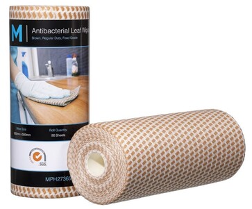 Antibacterial Leaf Wipes - Brown, 300mm x 500mm, 90 Sheets, 60gsm *Regular Duty - Matthews