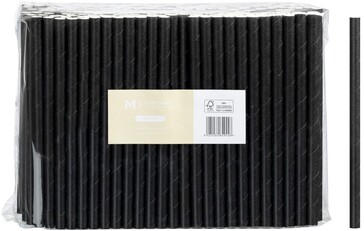 Paper Jumbo Straight Straws - Black, 10mm x 200mm, 300gsm, FSC Mix®  - Matthews