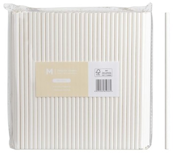 Paper Regular Flexible Straws - White, 6mm x 200mm, 300gsm, FSC Mix®  - Matthews