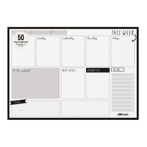 Carpe Diem Weekly Planner Pad Black