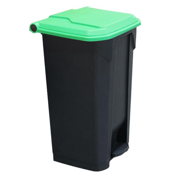 100L Pedal Bin with Green Lid 