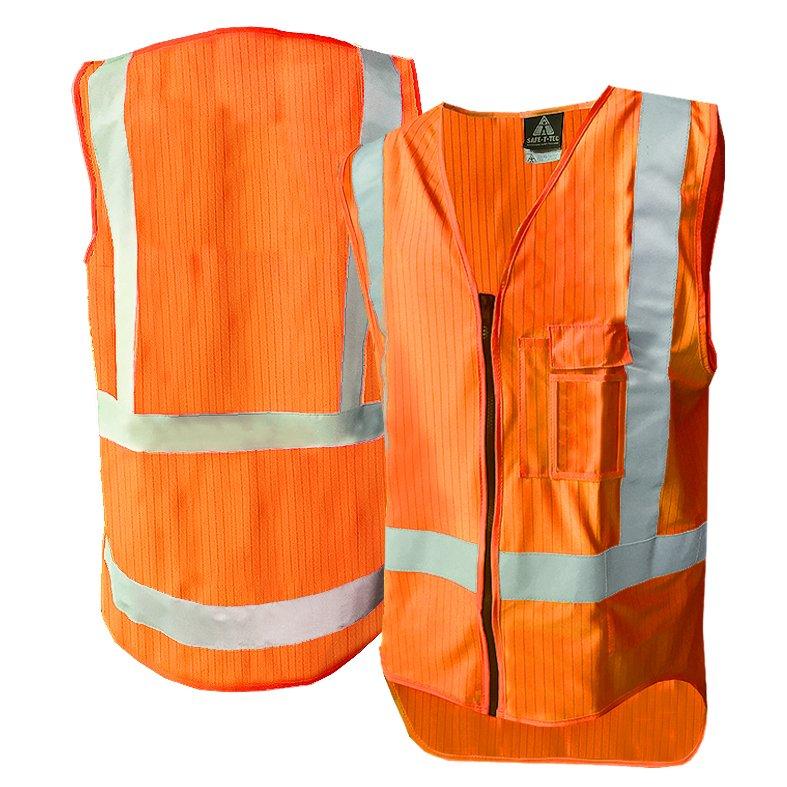 Hi-Vis Ttmc Vest, Zip, D/N Flame Ret, Orange-Size Xl